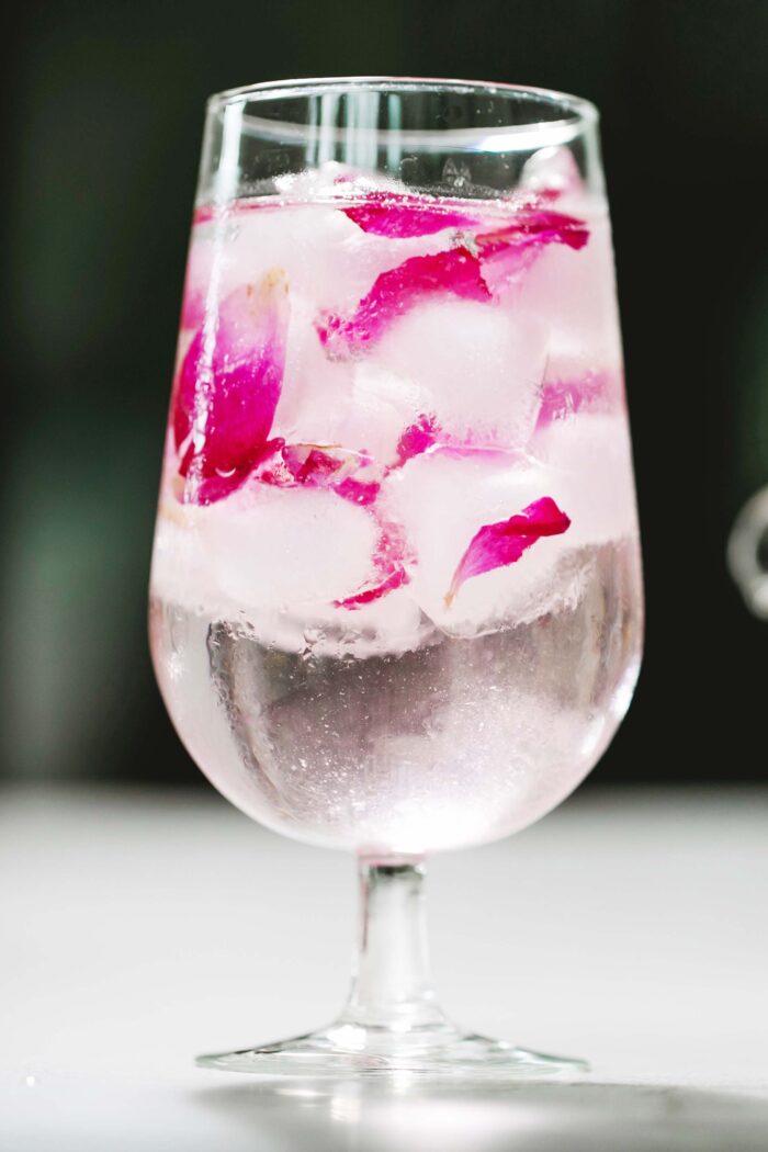 Rose Cocktail with Rose Ice Cubes: A Floral Elixir of Elegance