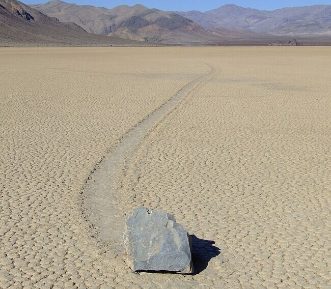Sailing stone in Racetrack Playa Dried Lake beds